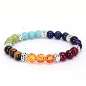 2016 New 1pc 7 Chakra Bracelets Bangle Colors Mixed Healing Crystals Stone Chakra Pray Mala Bracelet Summer Jewelry