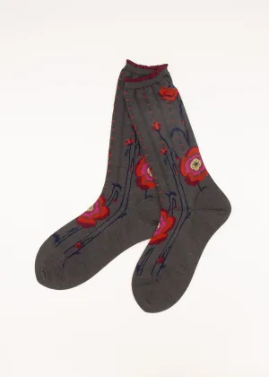 Antipast Bold Bloom Mid Socks - Charcoal