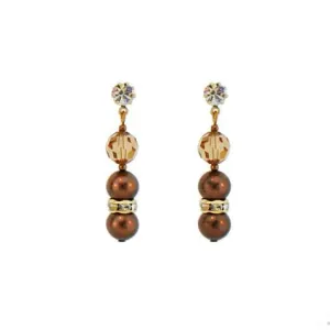 Beaded Champagne & Dark Brown Earrings