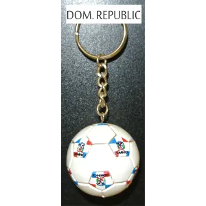 Dominican Republic Soccer Ball Metal Key Chain