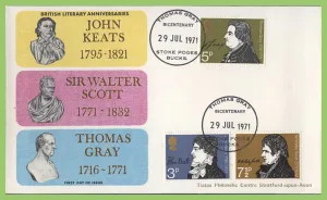 G.B. 1971 Literary Anniversaries set on Thames Covers Ltd. Commemorative Cover, Stoke Poges