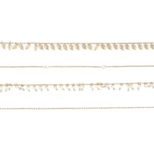 Gold Leaf Jingle Anklet 4-Pack