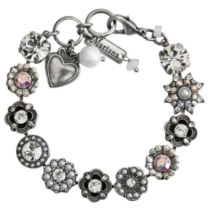 Mariana "Crystal Pearls" Silver Plated Flower Garden Crystal Bracelet, Clear 4072 M48001