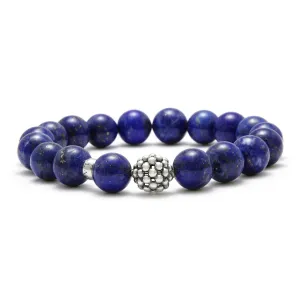 Maya Lapis Silver Station Bead Bracelet