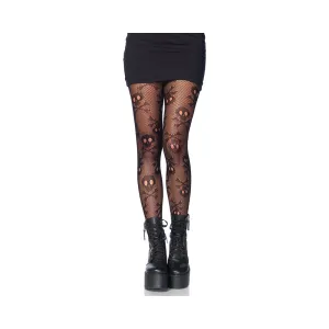 Pirate Booty Skull Net Pantyhose O/S Black