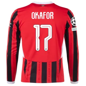 Puma AC Milan Noah Okafor Home Long Sleeve Jersey w/ Champions League Patches 24/25 (Red/Black)