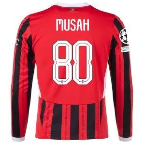 Puma AC Milan Yunus Musah Home Long Sleeve Jersey w/ Champions League Patches 24/25 (Red/Black)