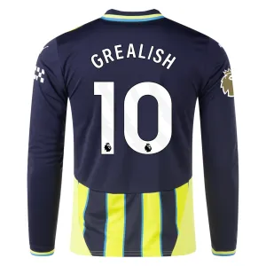 Puma Manchester City Jack Grealish Long Sleeve Away Jersey w/ EPL   Club World Cup Patch 24/25 (New Navy/Yellow Glow)