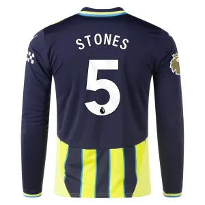 Puma Manchester City John Stones Long Sleeve Away Jersey w/ EPL   Club World Cup Patch 24/25 (New Navy/Yellow Glow)