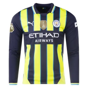 Puma Manchester City Long Sleeve Away Jersey w/ EPL   Club World Cup Patch 24/25 (New Navy/Yellow Glow)