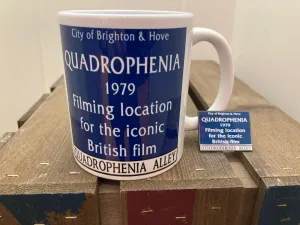 Quadrophenia Alley Offical Blue Plaque Pin Badge   Mug Set